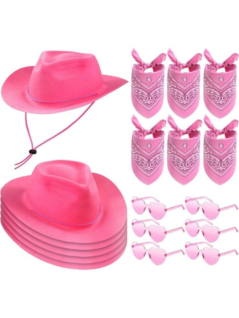 18 Pcs Cowboy Hat, Bandana & Glasses Set for Men & Women - Fun Western Outfit